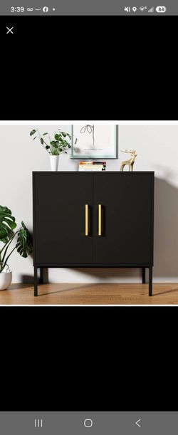 Sleek Black Cabinet with Gold Handles (BRAND NEW)