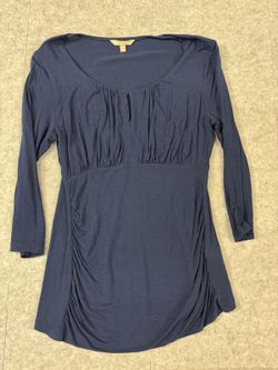 Banana Republic Navy Blue Long Sleeve Ruched Top