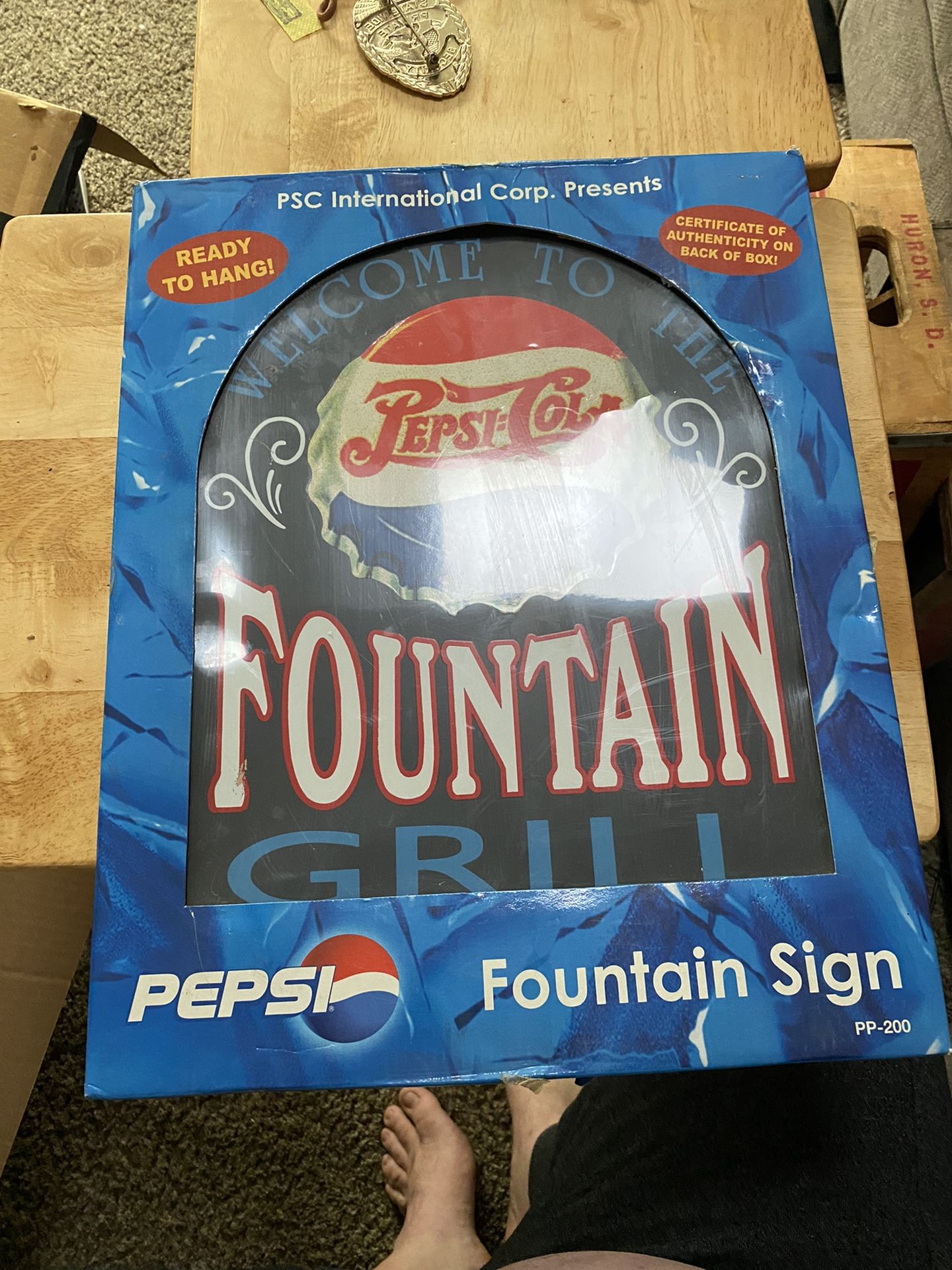 Pepsi Vintage Authentic Fountain Grill Sign 