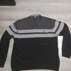 Mens V Neck Sweater Size 2xl Black By U.S. Polo Assn.
