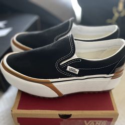 Stacked Vans Slip Ons- Black