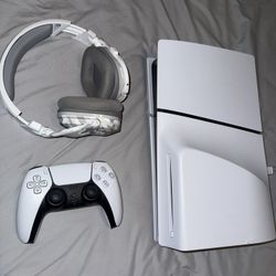 PS5 Slim Disk Drive w/Controller and Wireless Headset