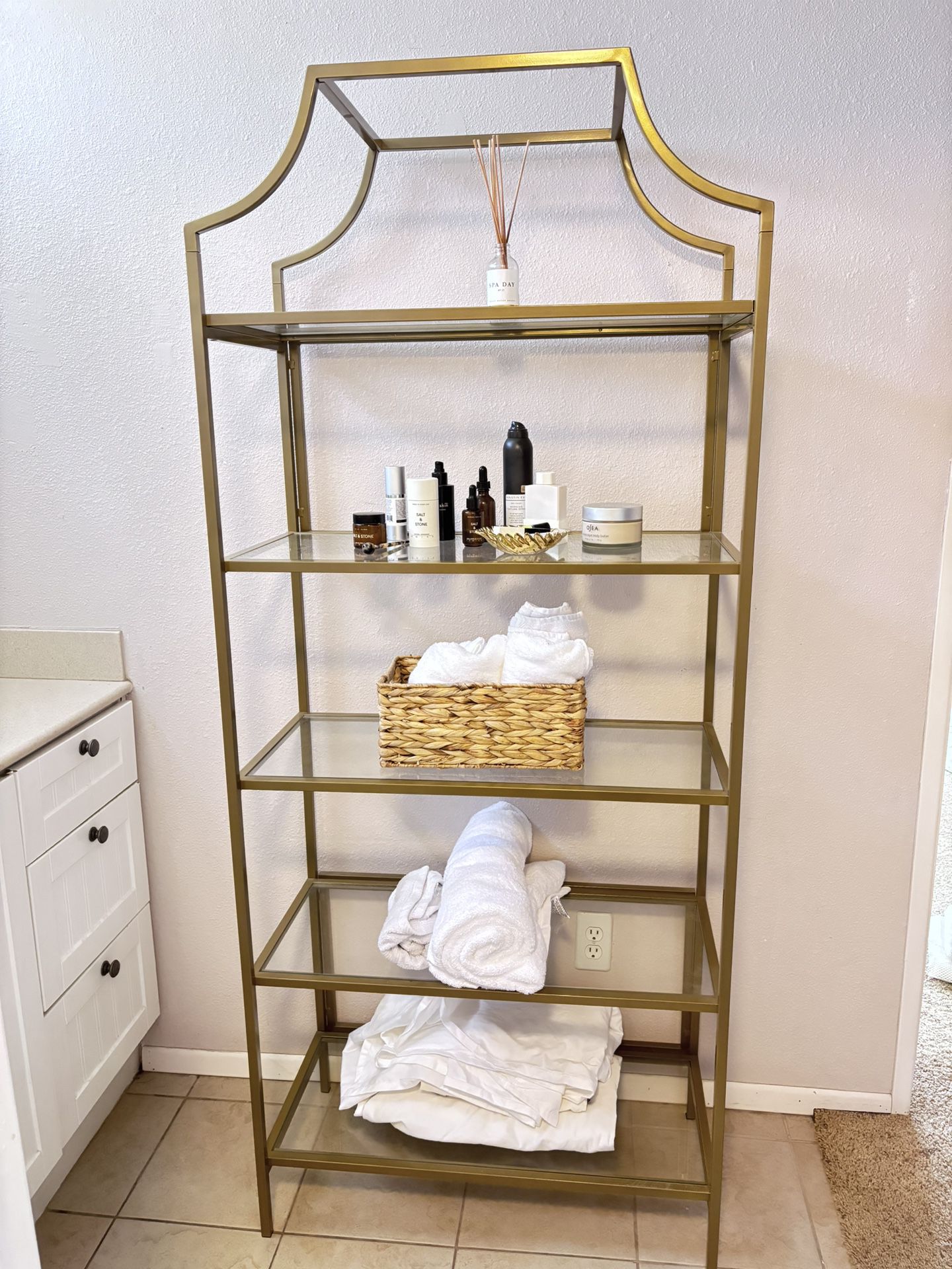 Unique Gold frame glass bookshelf from Target