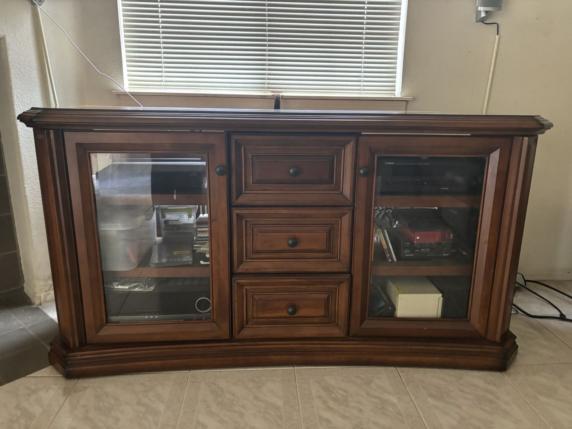 vintage solid wood entertainment center 