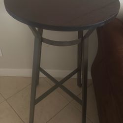Brand New! Glitzhome Rustic Steel Round Bar Table with Soild Elm Wood Top Bistro Table Dining Room Pub Table,41.25" H