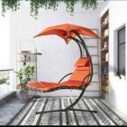 Hanging Chaise Lounge Chair Canopy Floating Chaise Lounger, Deck and Poolside