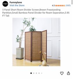 Furnnylane 3 Panel Short Room Divider Screen - 3.95FT TALL. BRAND NEW.