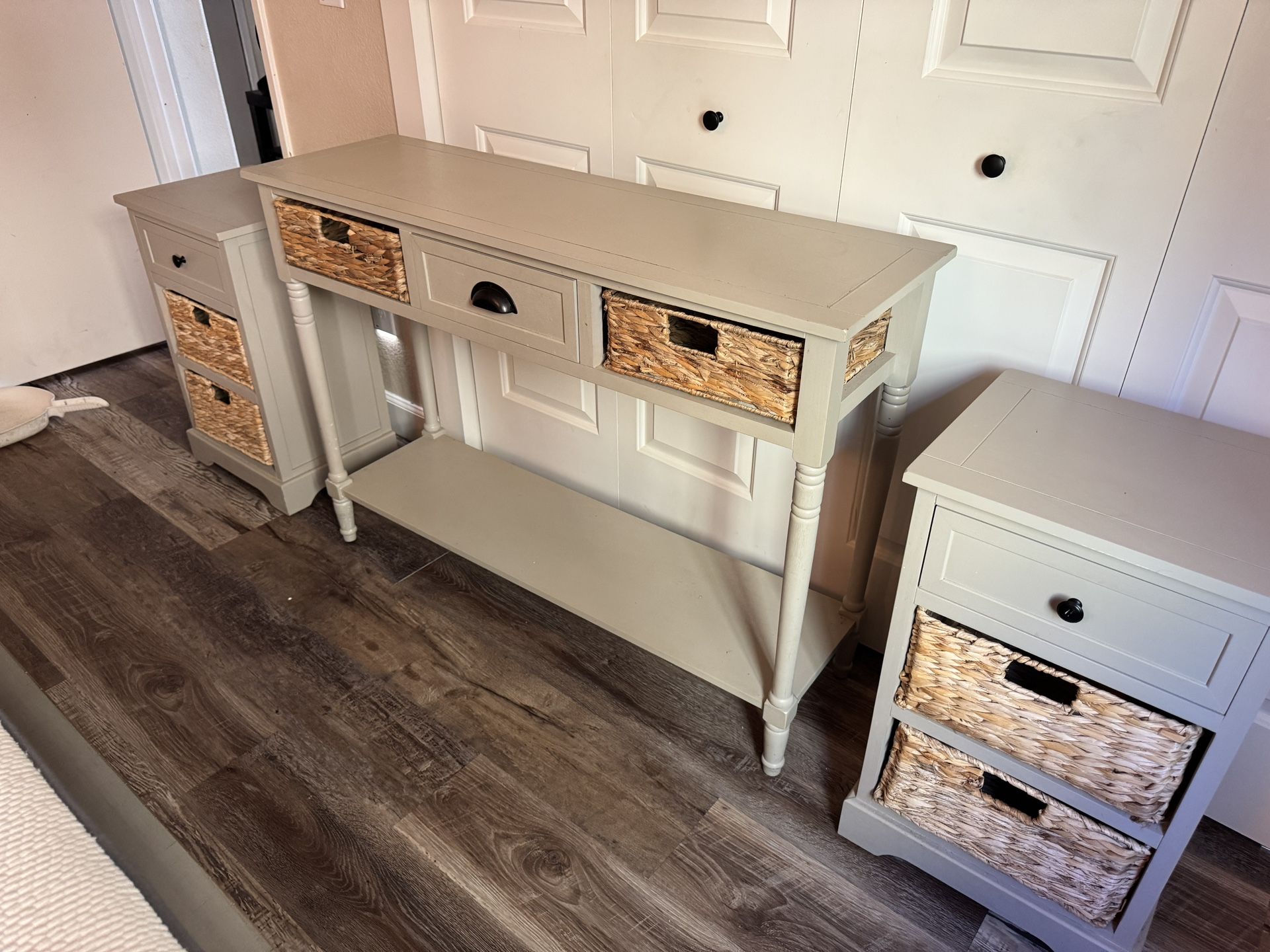 Solid Wood, Console and End Tables, Vintage Gray