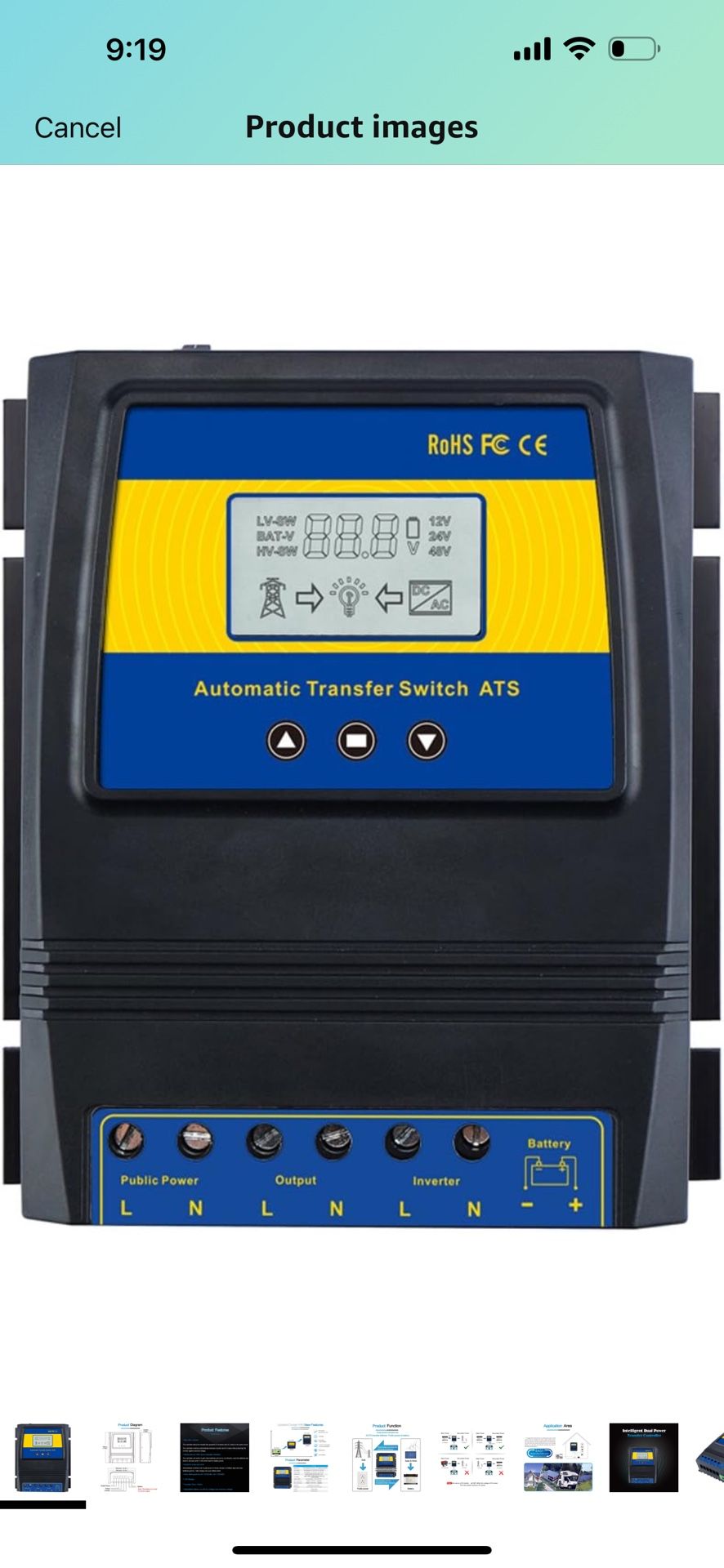 MOES Dual Power Controller 50A 5500 Watt Automatic Transfer Switch for Off Grid Solar Wind System ATS DC 12V 24V 48V AC 110V 220V.