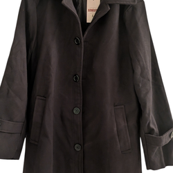 Men's black long-sleeved trench coat from the brand AOWOFS, size L