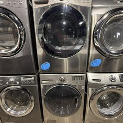 LG Stainless steel front load washer and gas dryer set 