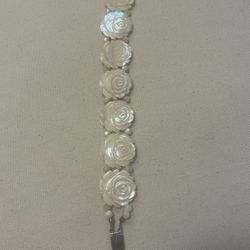 Beautiful Vintage Carved Mother Of Pearl Bracelet 