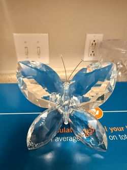 Glass Home Decor Set – Art Glass Butterflies & Crystal Knot Sculpture