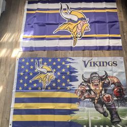 Used Minnesota Vikings Flags Size 3ftx5ft 