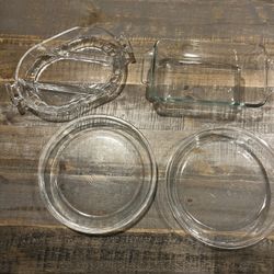 2 Anchor Hawking Glass Pie Plates, Bread / Loaf Pan