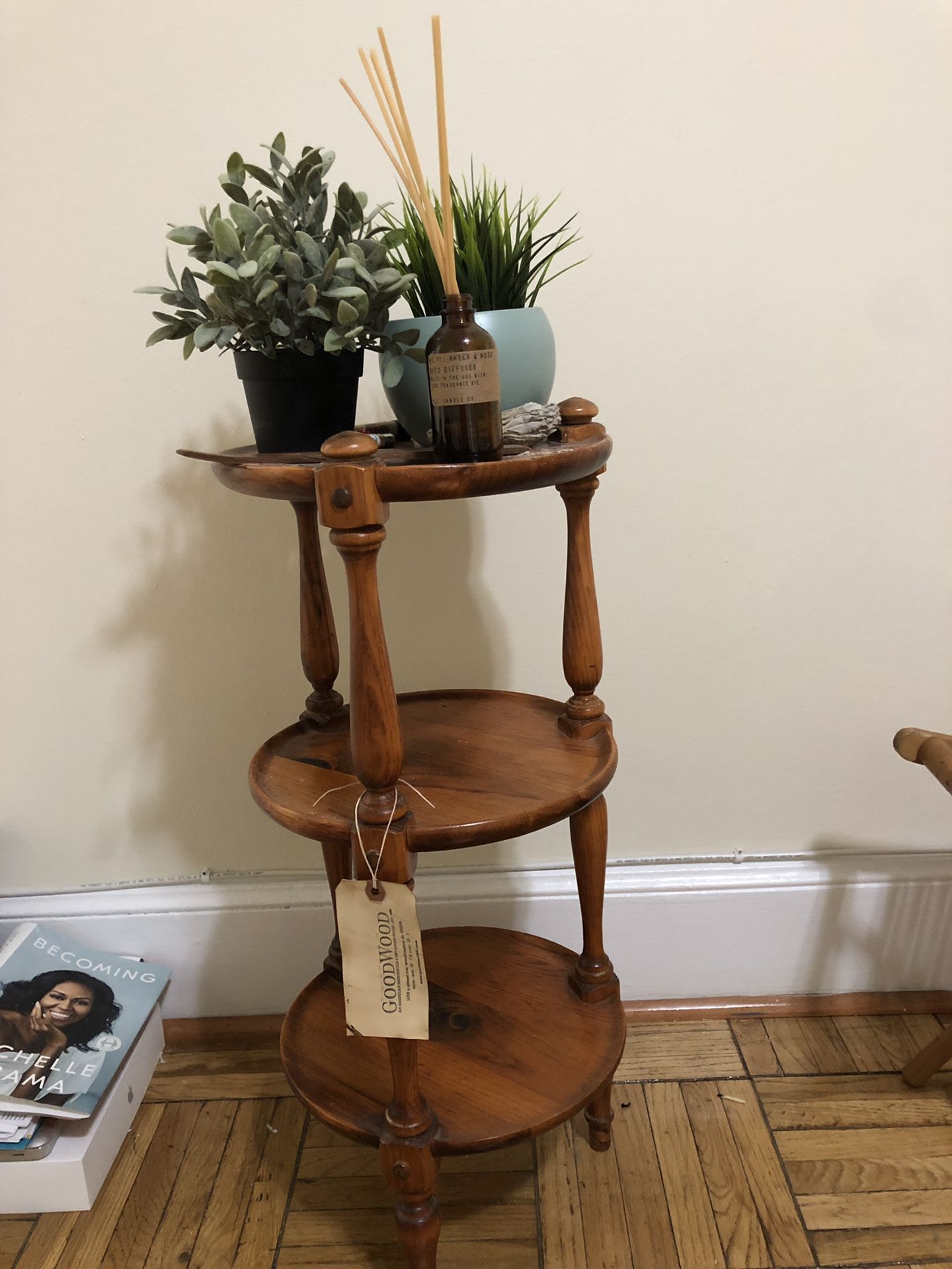 3-tier wooden end table