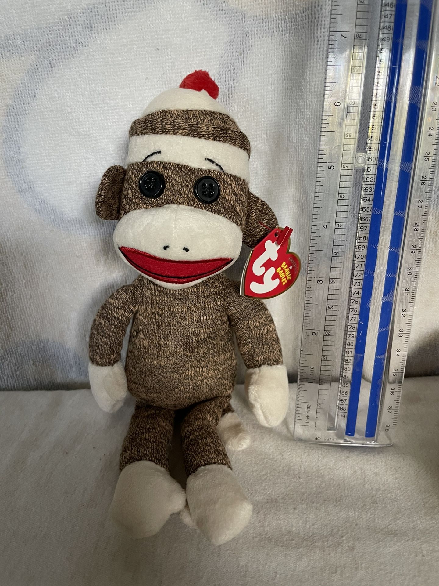 Ty SOCKS the BROWN SOCK MONKEY Beanie Baby - MINT with MINT TAGS