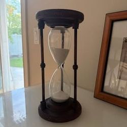 Vintage Rare Brass Sand And Wood Hourglass 12” Tall