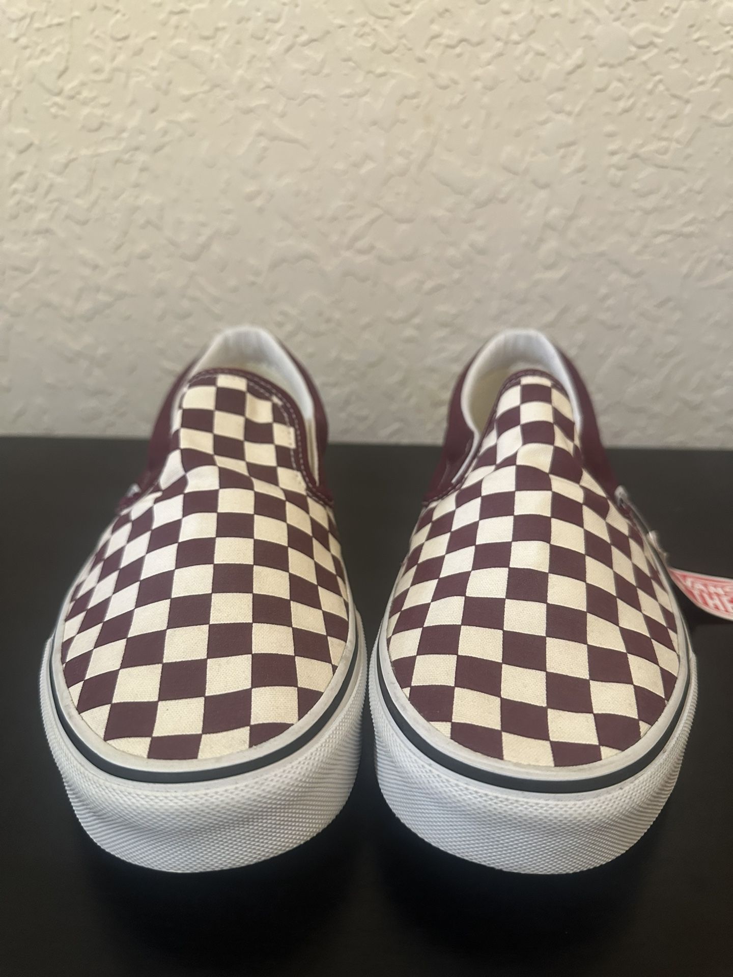 Burgundy Slip On Vans 10.5