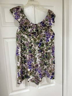 Purple Floral Ruffle Romper