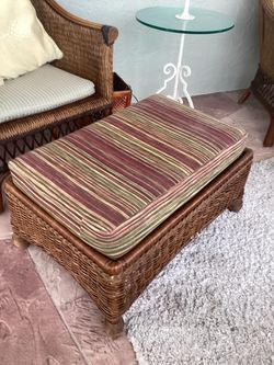 Ottoman, wicker with cushion