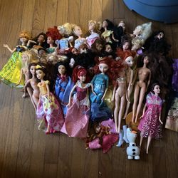 Lot Of Many Disney Princess Dolls, Clothes, And More