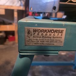 Workhorse 4 station manual t-shirt press with workhorse flash dryer and conveyor dryer