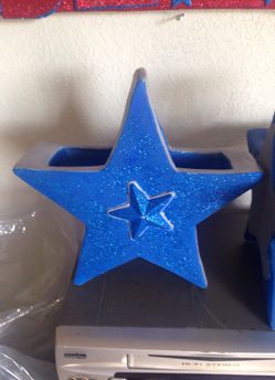 Dallas cowboys piggy banks ,, and weed flower vase