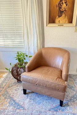 authentic Mitchell Gold + Bob Williams leather barrel chair