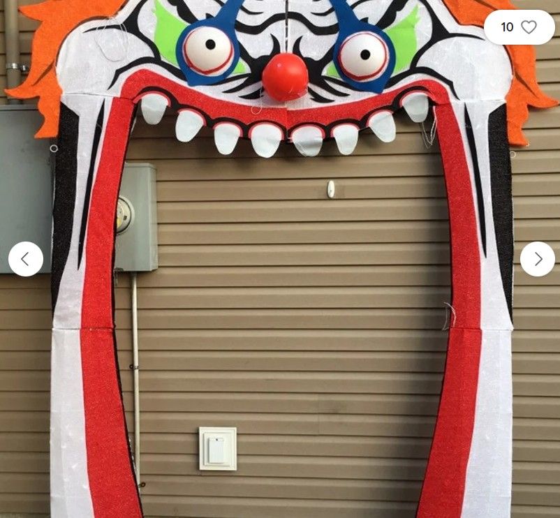 9 ft. 280L Warm White LED Scary Clown Arch Halloween Indoor/Outdoor Decoration