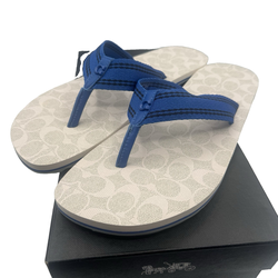 Coach C8896 Sig Webbing Flip Flop Men’s 11 D Blue Fin Signature Sandals NIB