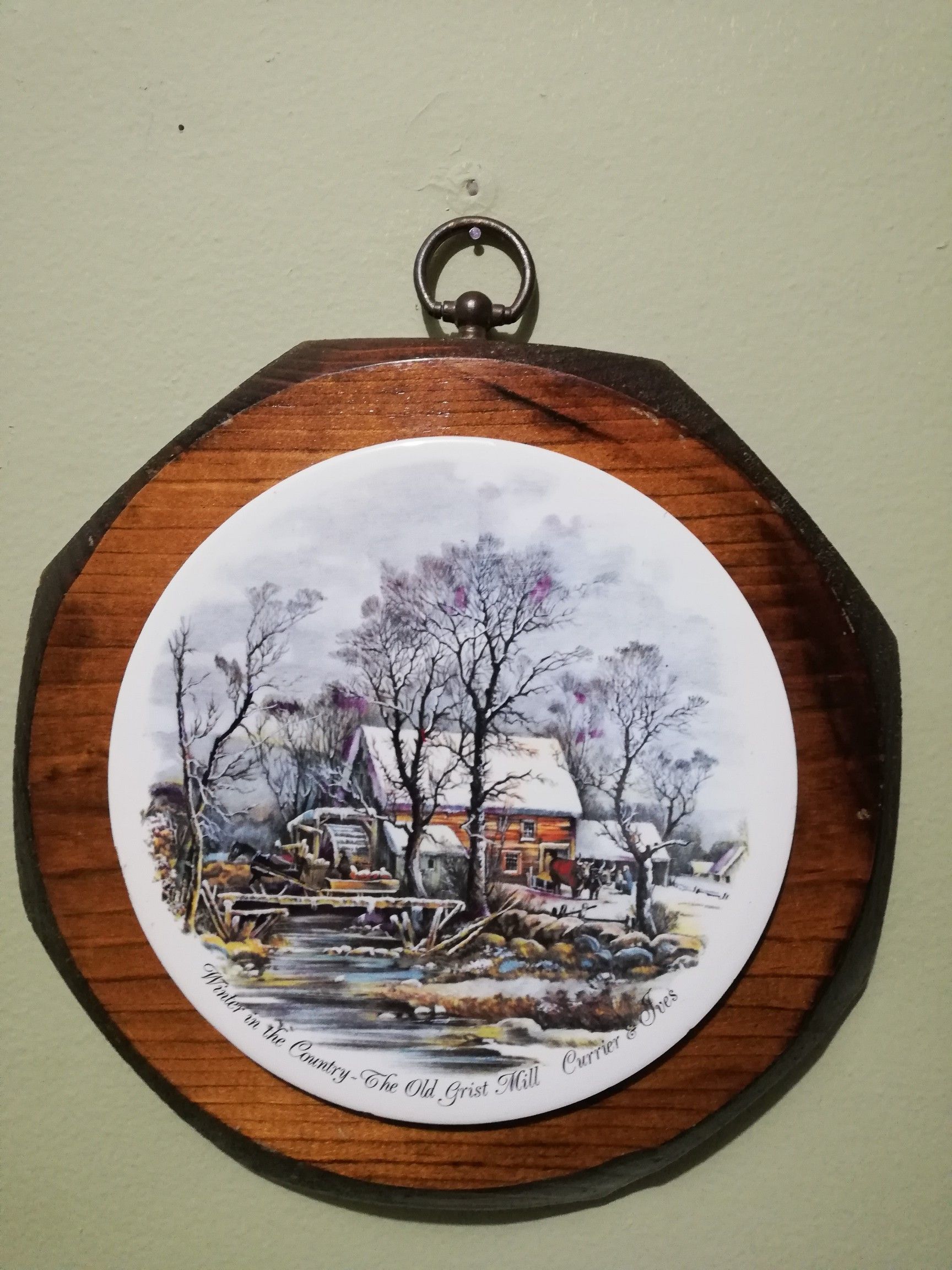 VTG Wood Wall Hanging Made by Jerry Schultz Co NY USA Winter in The Country