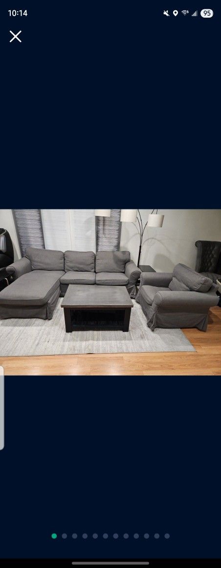 Ikea Ektorp Sofa Chair And Coffeer Table