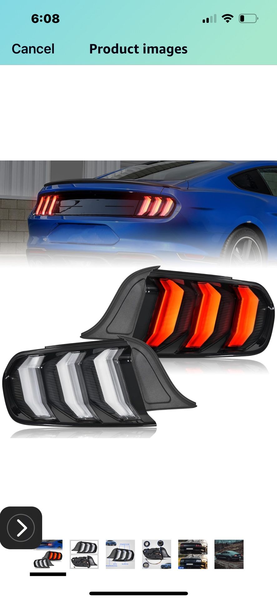 Ford Mustang 2015-2022, Euro Style LED Tail Lamps With Sequential Turn Signal Lamp For Mustang & Shelby GT-2022, Plug & Play (1 Pair, Clear)