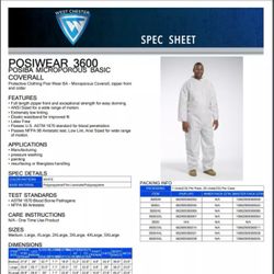 4XL Posi Wear Ba-Microporous Coverall Zipper Front and Collar (2 Pallets)(1500 CVRL)