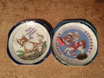 1985 LASTING MEMORIES AMERICAN GREETINGS SWEET ME CAROUSEL & 1985 MAKE HAPPINESS BLOOM PLATES