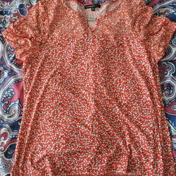 Red Flower Blouse Top 