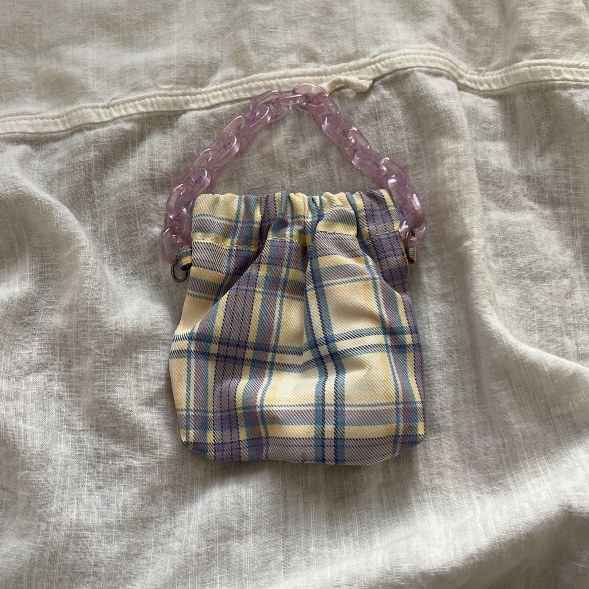 Mini Plaid Handheld Cinch bag 