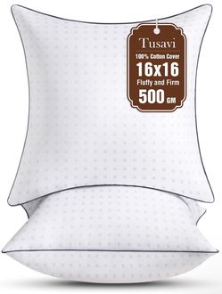 Decorative Pillow Inserts Set of 2, White 100% Cotton Throw Pillow Inserts - NWT