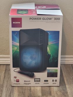 ION Audio - Power Glow 300 Rechargeable Battery Powered Bluetooth Speaker System with LED Lights and Built-in Handles and Wheels, 300-Watt Sound Syste