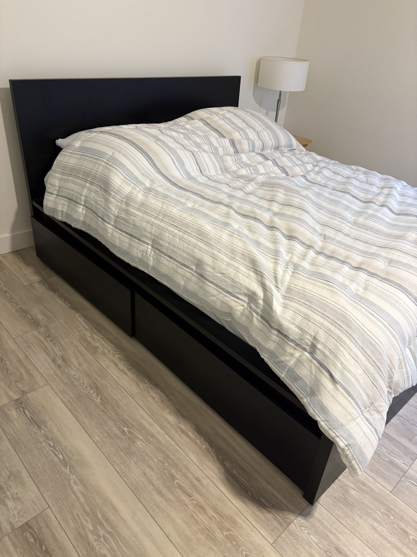 Bed Frame with Drawers, Headframe, And Slats