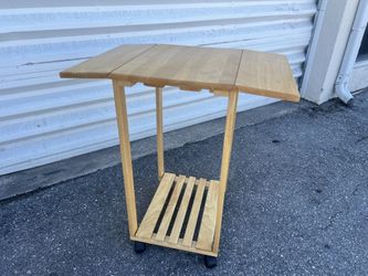 Wooden Rolling Drop Leaf Kitchen Island Food Prep Utility Cart!  Opened 30x20x34in Closed 19x20x34in