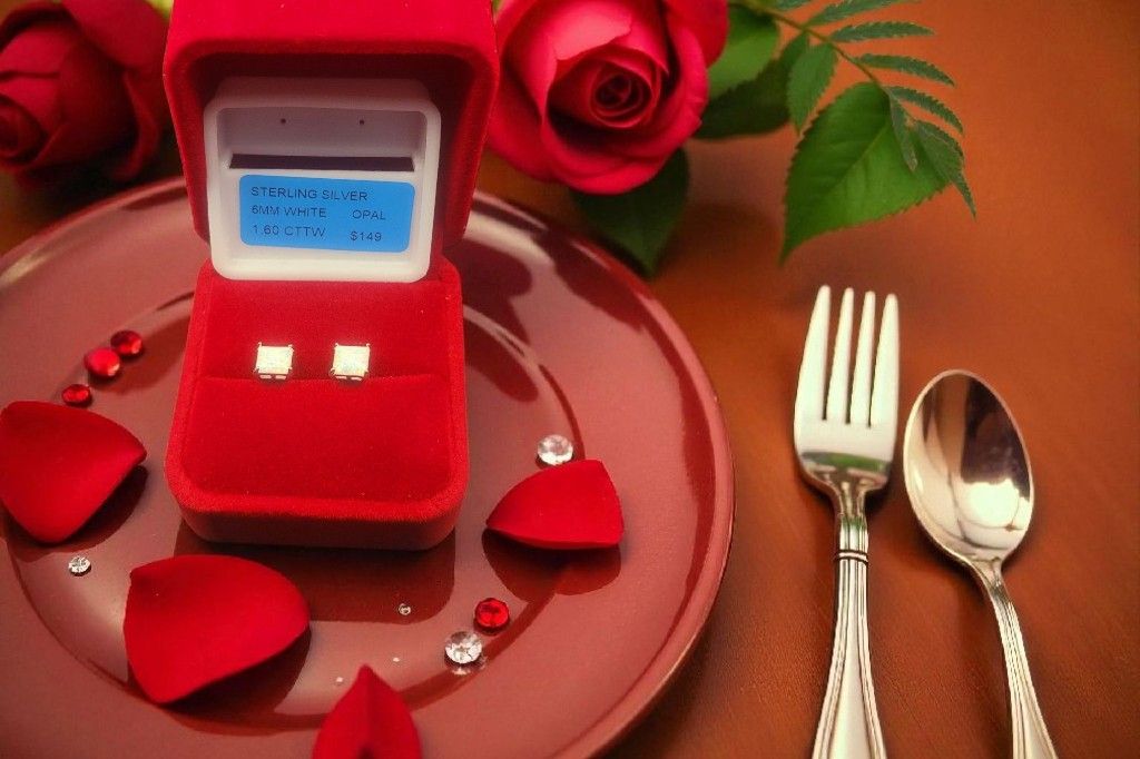 Sterling Silver White Opal Stud Earrings 