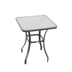 Outsunny 27" Square Bistro Table, Steel & Tempered Glass, Weather-Resistant