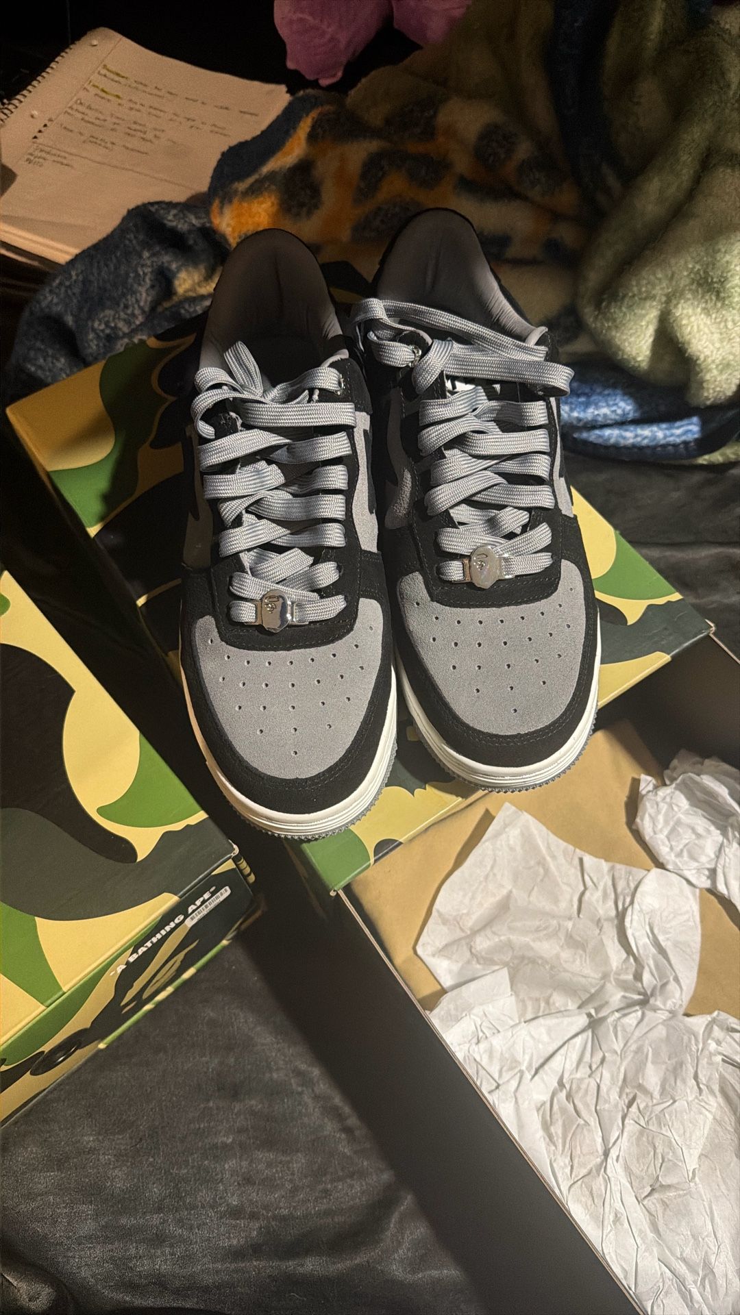 bape shoes grey