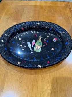 2 Large Happy New Year Party Trays - Like New