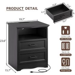 2 NIGHTSTAND WITH CHARGING STATION