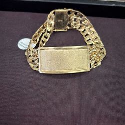 Cuban Link Style ID Bracelet 14k Gold 53.5 Grams