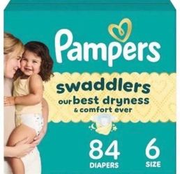 84 Pampers Swadlers (Size 6)