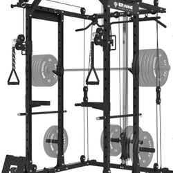 Power Cage, PC06 1500LBS Power Rack with Cable Crossover System, Multi-Function Workout Cage, Squat Rack Home Gym,Black 